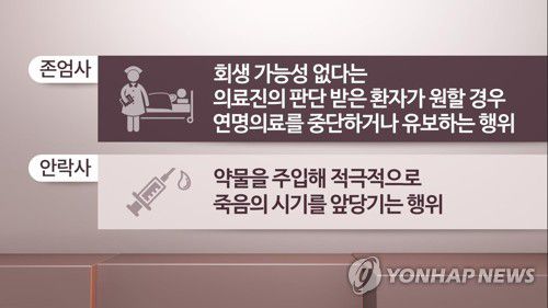 존엄사 안락사 설명 (CG)[연합뉴스TV 제공]