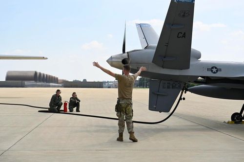 지난달 22일 광주 공군 기지에서 훈련 중인 MQ-9A[미 국방부 DIVD 제공. 재판매 및 DB 금지]