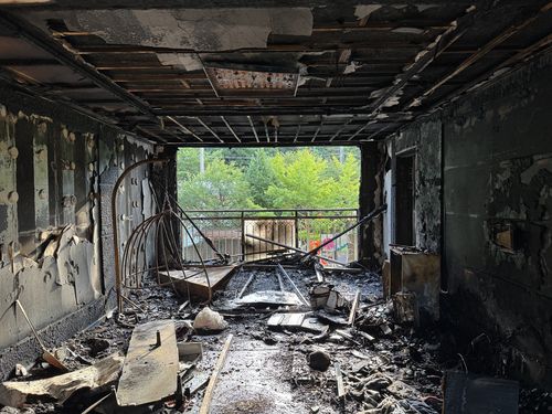 거제 아파트 화재 현장[경남소방본부 제공. 재판매 및 DB 금지]