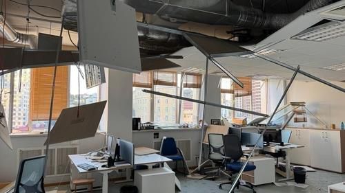 러시아 공습으로 피해를 본 EU 대표부 건물 내부[주우크라이나 EU 대사 제공. 재판매 및 DB 금지]