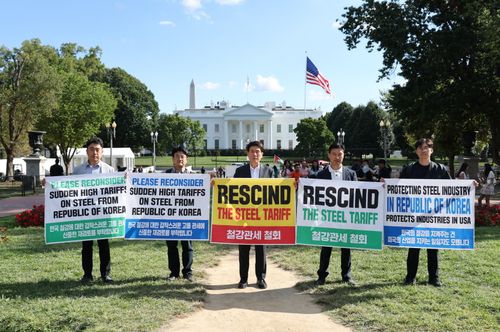 철강관세 인하 촉구 시위[포항시 제공. 재판매 및 DB 금지]