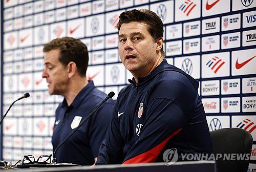 공식 기자회견하는 포체티노 미국 축구 대표팀 감독(모리스타운[미국 뉴저지주]=연합뉴스) 윤동진 기자 = 미국 축구 국가대표팀 마우리시오 포체티노 감독이 5일(현지시간) 미국 뉴저지주 하얏트 리젠시 모리스타운에서 열린 공식 기자회견에서 발언하고 있다. 2025.9.6 mon@yna.co.kr