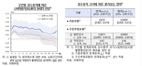강수충격 크기에 따른 물가상승 압력[한국은행 제공. 재판매 및 DB 금지]