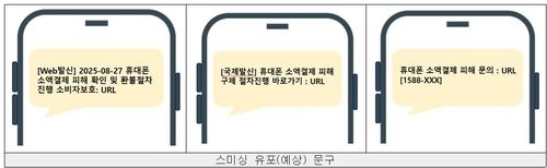 스미싱 유포 예상 문구[한국인터넷진흥원 보호나라 홈페이지 갈무리. 재판매 및 DB 금지]