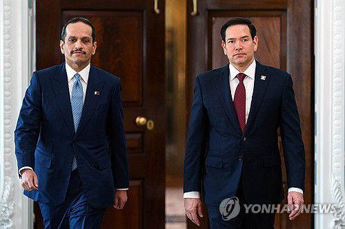 카타르 총리와 루비오 미 국무장관[EPA 연합뉴스 자료사진. 재판매 및 DB 금지]