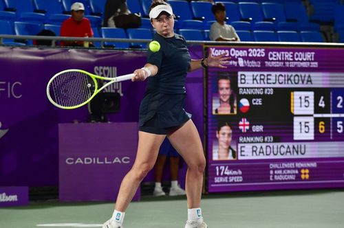 크레이치코바의 18일 경기 모습. [코리아오픈 테니스 대회 조직위원회 제공. 재판매 및 DB 금지]