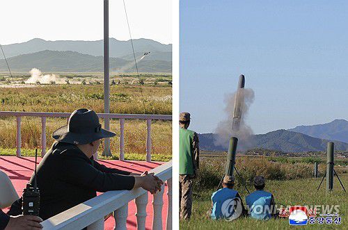 북한 김정은, 전술무인공격기 성능시험 지도(평양 조선중앙통신=연합뉴스) 김정은 북한 국무위원장이 지난 18일 무인항공기술연합체 산하 연구소와 기업소들에서 개발 생산하고 있는 무인무장장비들의 성능 시험을 지도했다고 조선중앙통신이 19일 보도했다. 2025.9.19      [국내에서만 사용가능. 재배포 금지. For Use Only in the Republic of Korea. No Redistribution] nkphoto@yna.co.kr