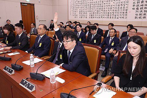 발언기회 요청하는 최재현 검사(서울=연합뉴스) 김주성 기자 = 22일 국회 법제사법위원회에서 열린 '건진법사 관봉권 띠지' 분실 관련 검찰개혁 입법청문회에서 담당 검사인 최재현 서울남부지검 검사가 추미애 위원장에게 발언 기회를 요청하고 있다. 2025.9.22 utzza@yna.co.kr
