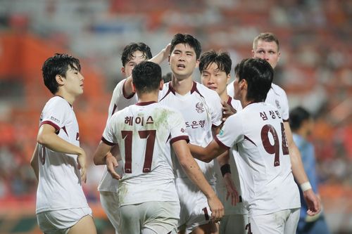 세리머니 하는 광주FC 선수들.[한국프로축구연맹 제공. 재판매 및 DB 금지]
