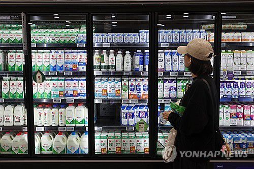 우유·치즈 및 계란 가격, 5년 전보다 30% 이상 상승(서울=연합뉴스) 서대연 기자 = 5년간 먹거리 물가가 20% 넘게 뛰며 고공행진을 이어간 것으로 나타났다. 8일 국가데이터처에 따르면, 지난달 '식료품 및 비주류 음료' 물가지수는 2020년 9월에 비해 22.9% 상승했다. 과일(35.2%)과 우유·치즈 및 계란(30.7%) 등은 5년 전에 비해 30% 넘게 치솟았고 빵(38.5%), 케이크(31.7%), 떡(25.8%), 라면(25.3%) 등도 크게 올랐다. 사진은 이날 서울 시내 한 대형마트에서 우유를 고르는 시민. 2025.10.8 dwise@yna.co.kr