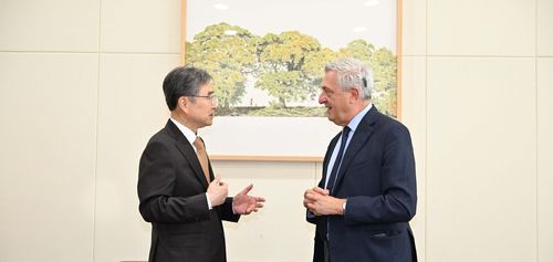 조현 외교부 장관과 필리포 그란디 유엔 난민최고대표[외교부 제공]