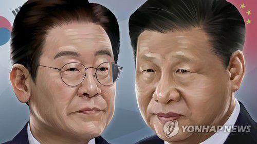 이재명 대한민국 대통령 - 시진핑 중국 국가주석 (PG)[김선영 제작] 일러스트