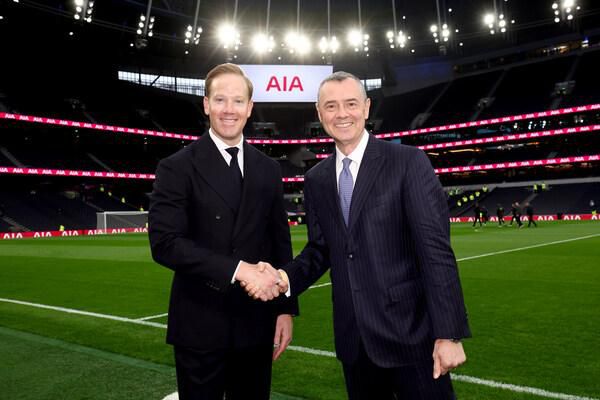 Ryan Norys, Chief Revenue Officer, Tottenham Hotspur, and Stuart A. Spencer, AIA Group Chief Marketing Officer, marking a new chapter in the partnership