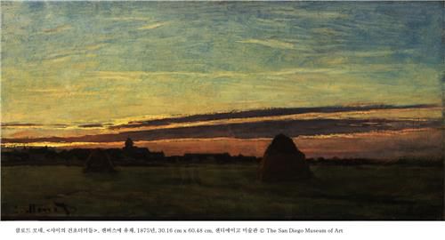 클로드 모네, <샤이의 건초더미들>, 캔버스에 유채, 1875년, 30.16 cm x 60.48 cm, 샌디에이고 미술관  ⓒThe San Diego Museum of Art