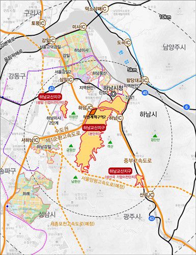 하남교산 신도시 자족용지 위치도[경기도 제공. 재판매 및 DB 금지]