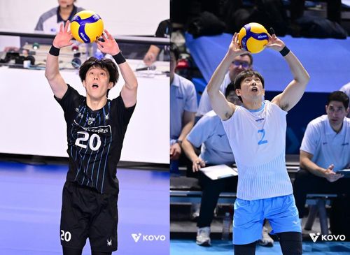 현대캐피탈 세터 이준협(왼쪽)과 대한항공 세터 한선수[한국배구연맹 제공. 재판매 및 DB 금지]