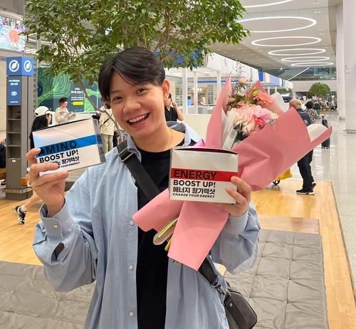 지난 7월 입국해 인사하는 정관장의 위파위[한국배구연맹 제공. 재판매 및 DB 금지]