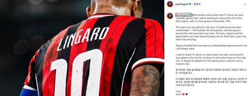 작별 인사를 남긴 제시 린가드[제시 린가드 SNS 캡처. 재판매 및 DB 금지]