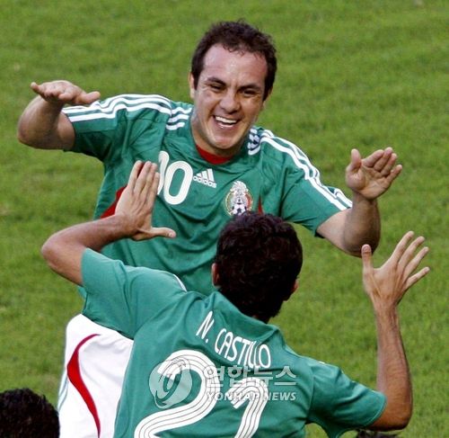 2007년 멕시코 축구 국가대표팀 현역 시절의 콰우테모크 블랑코[EPA 연합뉴스 자료사진. 재판매 및 DB 금지]