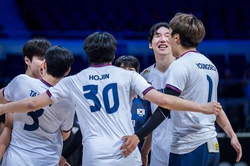 세계선수권에 출전한 남자배구 대표팀 선수들[FIVB 홈피 캡처. 재판매 및 DB 금지]