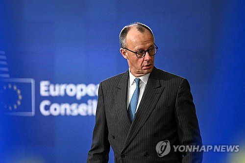 EU 정상회의에 참석한 프레드리히 메르츠 독일 총리[AFP=연합뉴스. 재판매 및 DB 금지]