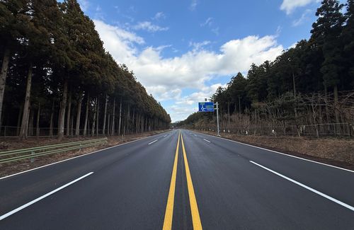 왕복 4차선으로 확장된 제주 비자림로(제주=연합뉴스) 백나용 기자 = 제주도는 연내 제주시 비자림로 대천 사거리∼금백조로 입구 구간 확장공사가 완료된다고 21일 밝혔다. 사진은 지난 16일 촬영한 비자림로 확장공사 구간. 2025.12.21 dragon.me@yna.co.kr