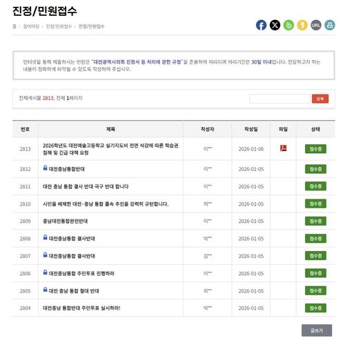 대전시의회 게시판 [대전시의회 홈페이지 캡처. 재판매 및 DB 금지]