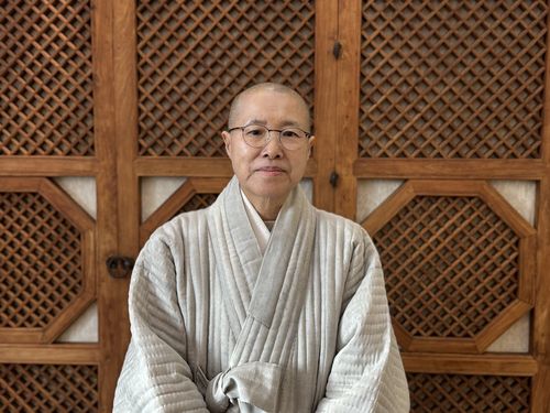 사찰음식 명장 1호 선재스님(양평=연합뉴스) 고미혜 기자 = 사찰음식 명장 1호 선재스님이 10일 경기도 양평 선재사찰음식문화연구원에서 연합뉴스와 인터뷰 후 사진 촬영에 응하고 있다. 2016.1.14.