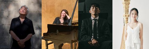 (왼쪽부터) 피아니스트 백건우, 피아니스트 발렌티나 이고시나, 피아니스트 김도현, 하피스트 이수빈 [마포문화재단 제공. 재판매 및 DB금지]