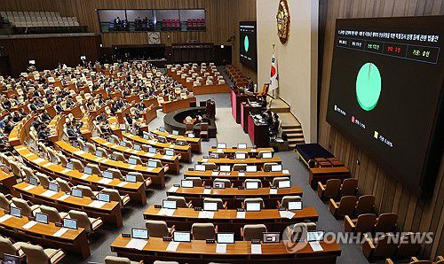 민주당 주도로 2차 종합특검법 본회의 통과(서울=연합뉴스) 이동해 기자 = 16일 국회에서 열린 1월 임시국회 본회의에서 윤석열ㆍ김건희에 의한 내란ㆍ외환 및 국정농단 행위의 진상규명을 위한 특별검사 임명 등에 관한 법률안이 국민의힘이 불참한 채 더불어민주당 주도로 처리되고 있다. 2026.1.16 eastsea@yna.co.kr