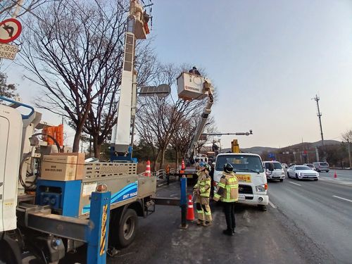 복구 작업 중인 인천 장수동 교통사고 현장[인천소방본부 제공. 재판매 및 DB 금지]