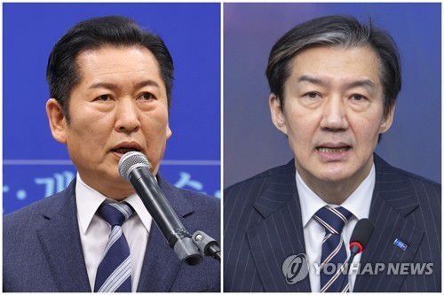 더불어민주당 정청래 대표(왼쪽)와 조국혁신당 조국 대표[연합뉴스 자료사진]