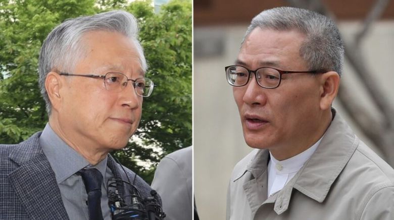 업무방해 혐의로 구속기소된 이석채 전 KT 회장(왼쪽)과 서유열 홈고객부문 사장(오른쪽). 한겨레 자료 사진