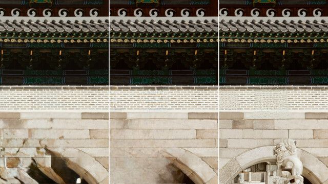 왼쪽부터 각각 아이폰 ‘클린업’, 갤럭시 ‘인공지능 지우개’, 갤럭시 ‘생성형 편집’을 이용해 행인을 지운 사진. 클립아트코리아