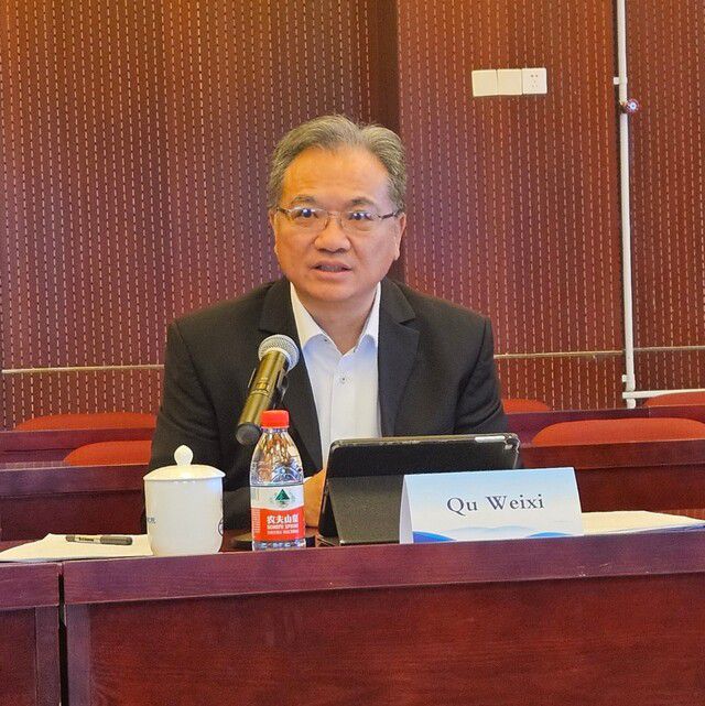 취웨이시 중국 상무부 산하 국제무역경제합작연구원(CAITEC) 부원장이 25일 한국 기자단과의 간담회에서 발언하고 있다. 베이징/외교부 공동취재단