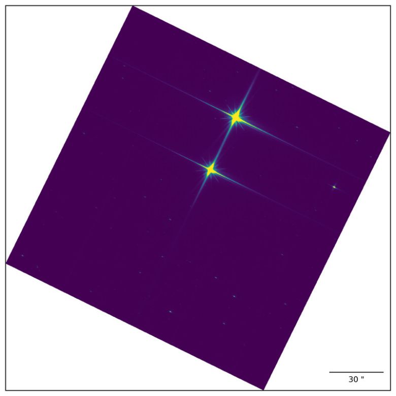 가이아가 지난 1월10일 마지막으로 관측한 별 가운데 하나인 쌍성계 별 ‘백조자리 61’. 11광년 떨어진 거리에 있다. 유럽우주국 제공