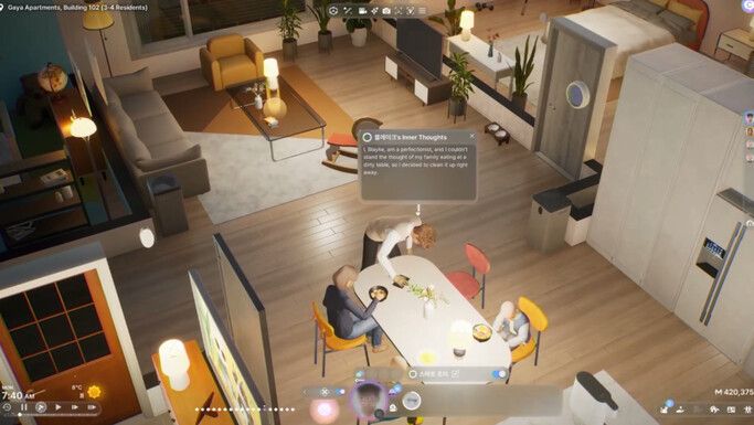 크래프톤이 오는 3월28일 출시하는 인생 시뮬레이션 게임 ‘인조이(inZOI)’에 적용된 ‘협동 플레이 가능 캐릭터’(CPC·Co-Playable Character)의 모습. 크래프톤 제공