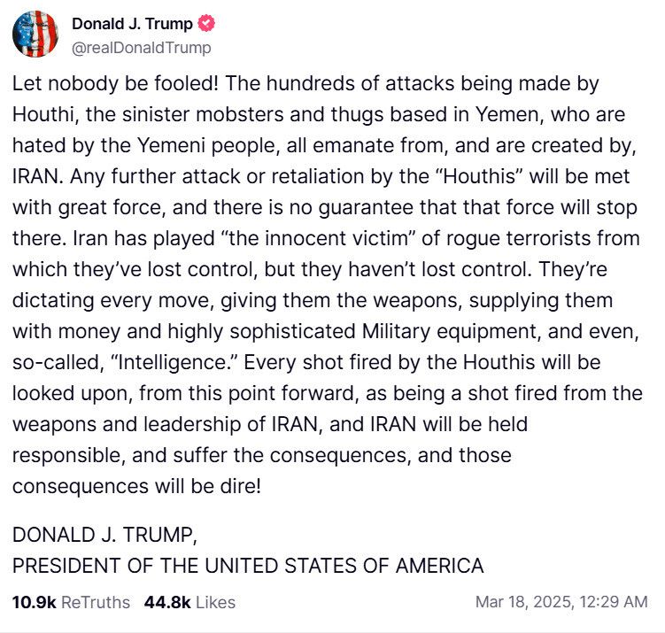 트럼프 대통령 트루스소셜 갈무리