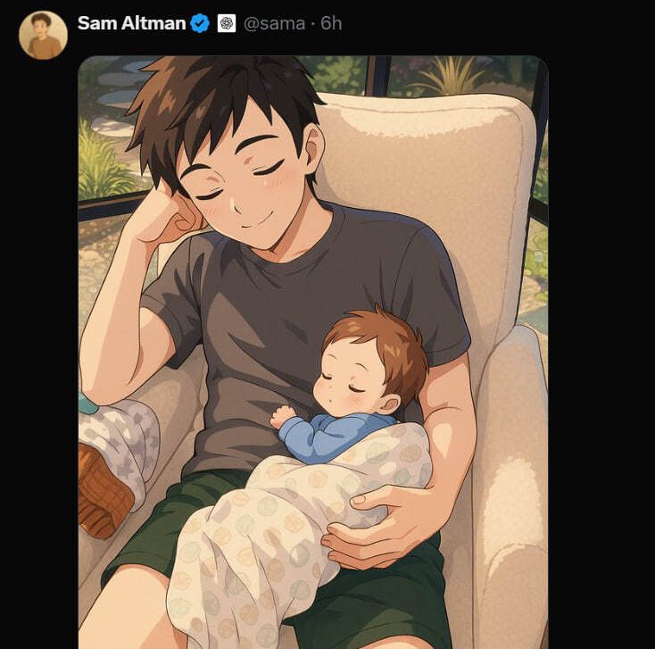 오픈에이아이 샘 올트먼이 지난 2일(한국시각) 자신의 엑스에 올린 그림. 샘 올트먼 엑스 갈무리