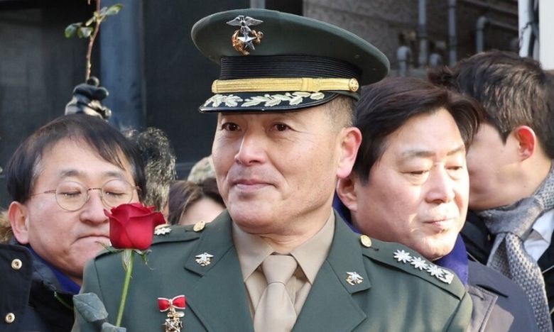 해병대 채아무개 상병 순직 사건과 관련해 항명과 상관명예훼손 혐의로 기소된 박정훈 전 해병대 수사단장이 지난 1월9일 오전 서울 용산구 중앙지역군사법원에서 열린 1심선고공판에 출석하고 있다. 신소영 기자 viator@hani.co.kr