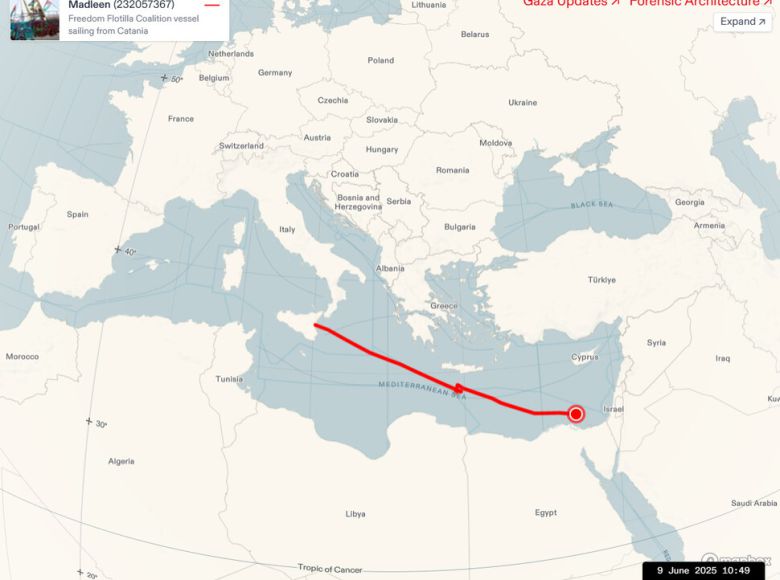 선박 경로 확인 프로그램을 통해 본 매들린호 위치. 누리집 갈무리