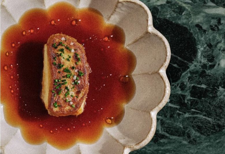 배양육 메추라기로 만든 푸아그라 요리. 바우 제공