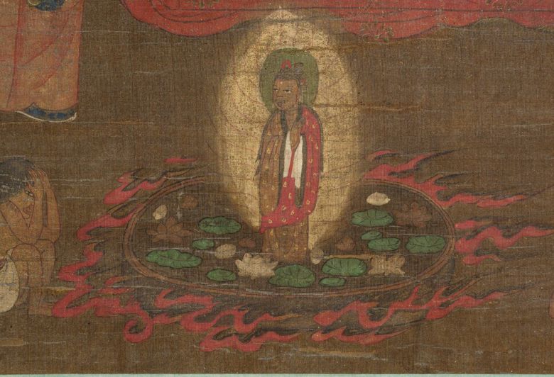 시왕도 10폭 중 6폭 ‘변성왕도’의 연화화생 장면. 국외소재문화유산재단 제공