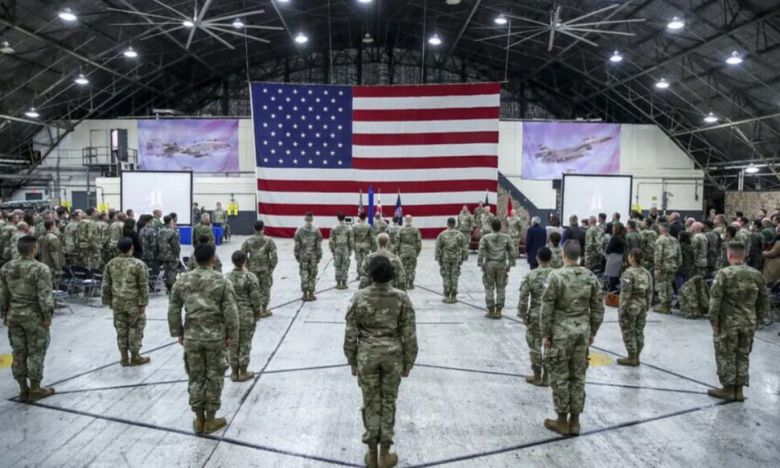 2022년 12월 경기 평택시 오산에어베이스에서 주한미군 우주군 창설식이 열리고 있다. 사진공동취재단