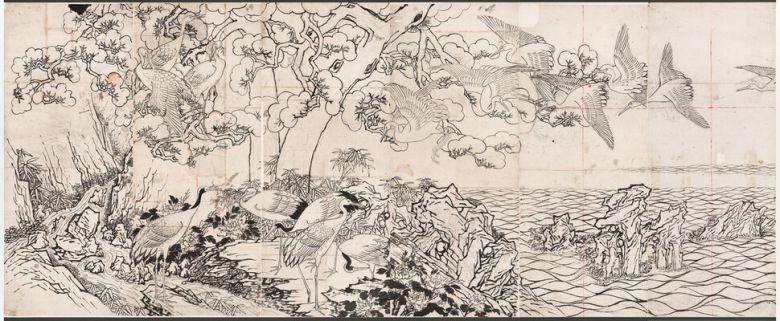 김은호의 ‘백학도’ 초본. 후손들이 수년 전 김은호의 유품 속에서 찾아낸 것으로 전시에서 처음 공개된다. 국립고궁박물관 제공