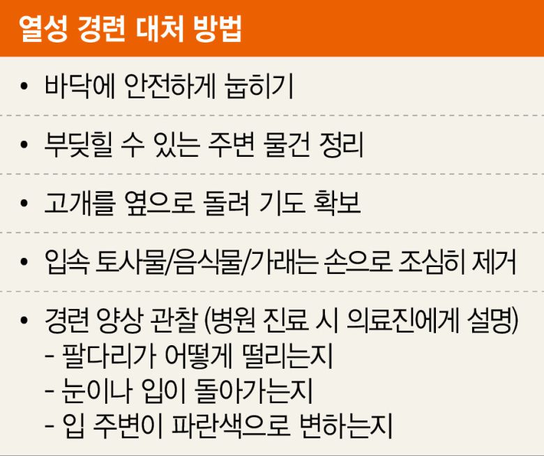 열성 경련 대처 방안. 자료 서울대병원