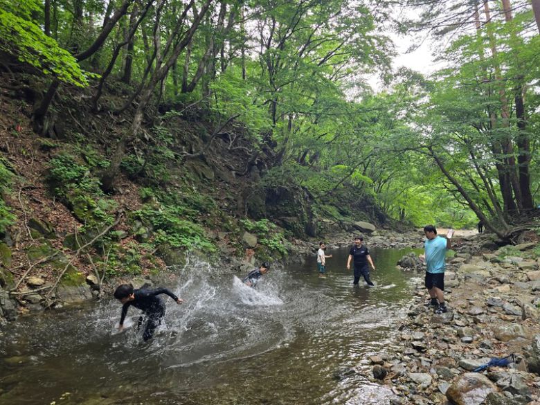 계곡에서 물놀이를 하는 아이들. 박준형 제공