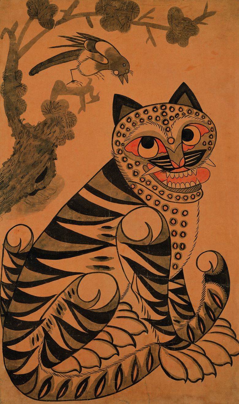 삼성 리움미술관 소장 까치호랑이. 19세기 작품으로 추정된다. 리움 소장 미기증 이건희 컬렉션