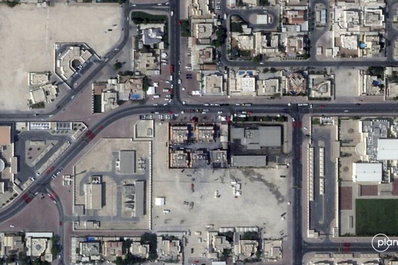 이스라엘이 공습한 카타르 도하의 하마스 지도부가 사용하는 주거용 건물이 피해를 입은 모습. 9일(현지시각) 미국 상업 위성업체 플래닛 랩스 피비시(PBC)가 촬영한 위성사진이다. AP 연합뉴스