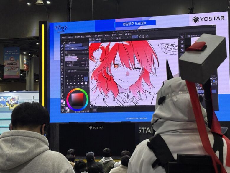 AGF 2025 현장에서 진행되는 드로잉 쇼. 채반석 기자